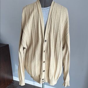 Men's Classic Tan Cardigan Sweater